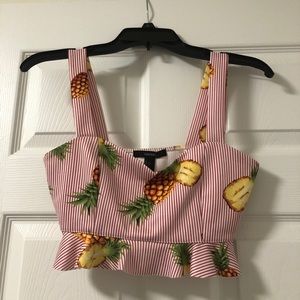 Crop-top, size small- red and white.